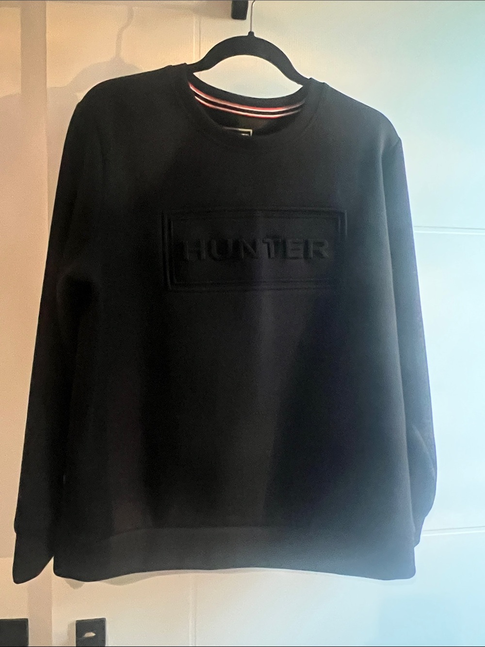 Hunter Black Embossed Logo Crewneck Sweater in large